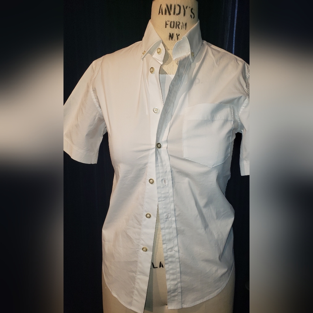 NWOT Banana Republic cotton slim stretch short sleeve button up shirt - Picture 2 of 9